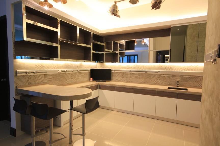 Kitchen with warm strip lighting